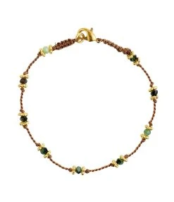 TITYARAVY Bracelet Lotus Beige Rubis-Zoïsite Argent Doré