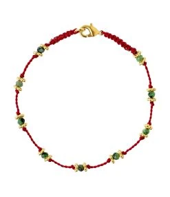 TITYARAVY Bracelet Lotus Rouge Rubis-Zoïsite Argent Doré