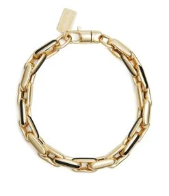 LAUREN RUBINSKI Bracelet Small Émail Noir Or Jaune