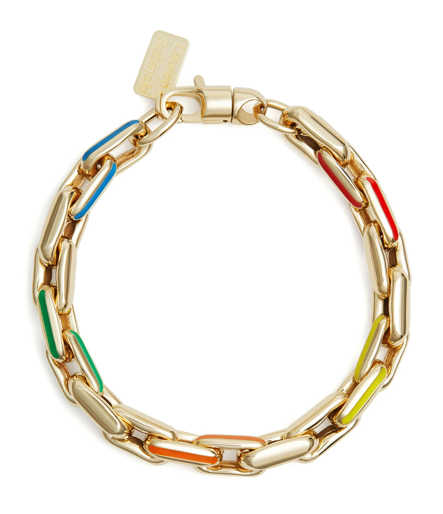 LAUREN RUBINSKI Bracelet Small Émail Rainbow Or Jaune 1 LAUREN RUBINSKI Bracelet Small Émail Rainbow Or Jaune