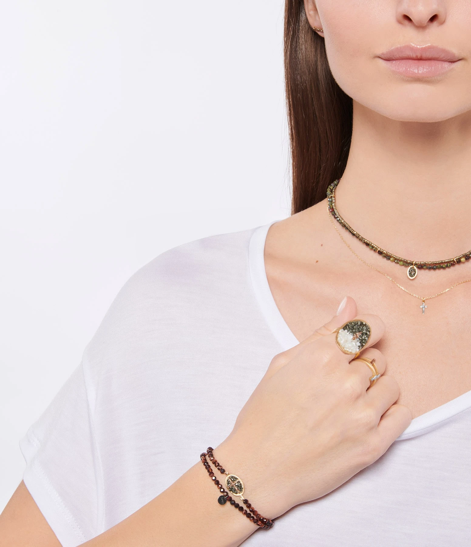 LSONGE Bracelet Lakota Croix Double Pyrite Rouge 2 LSONGE Bracelet Lakota Croix Double Pyrite Rouge – Image 2