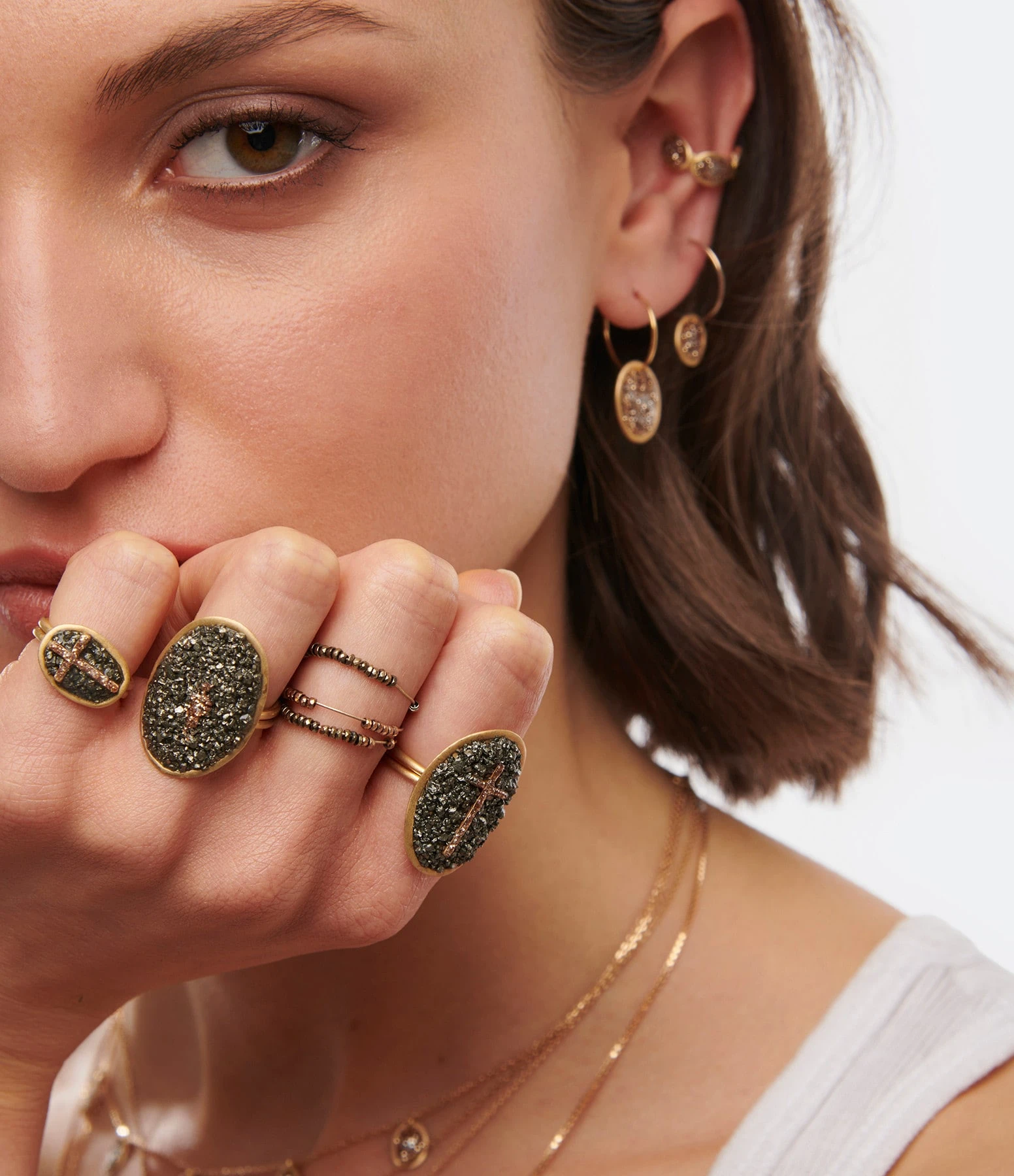 LSONGE Bague Lakota XL Croix Pyrite Doré 3 LSONGE Bague Lakota XL Croix Pyrite Doré – Image 3