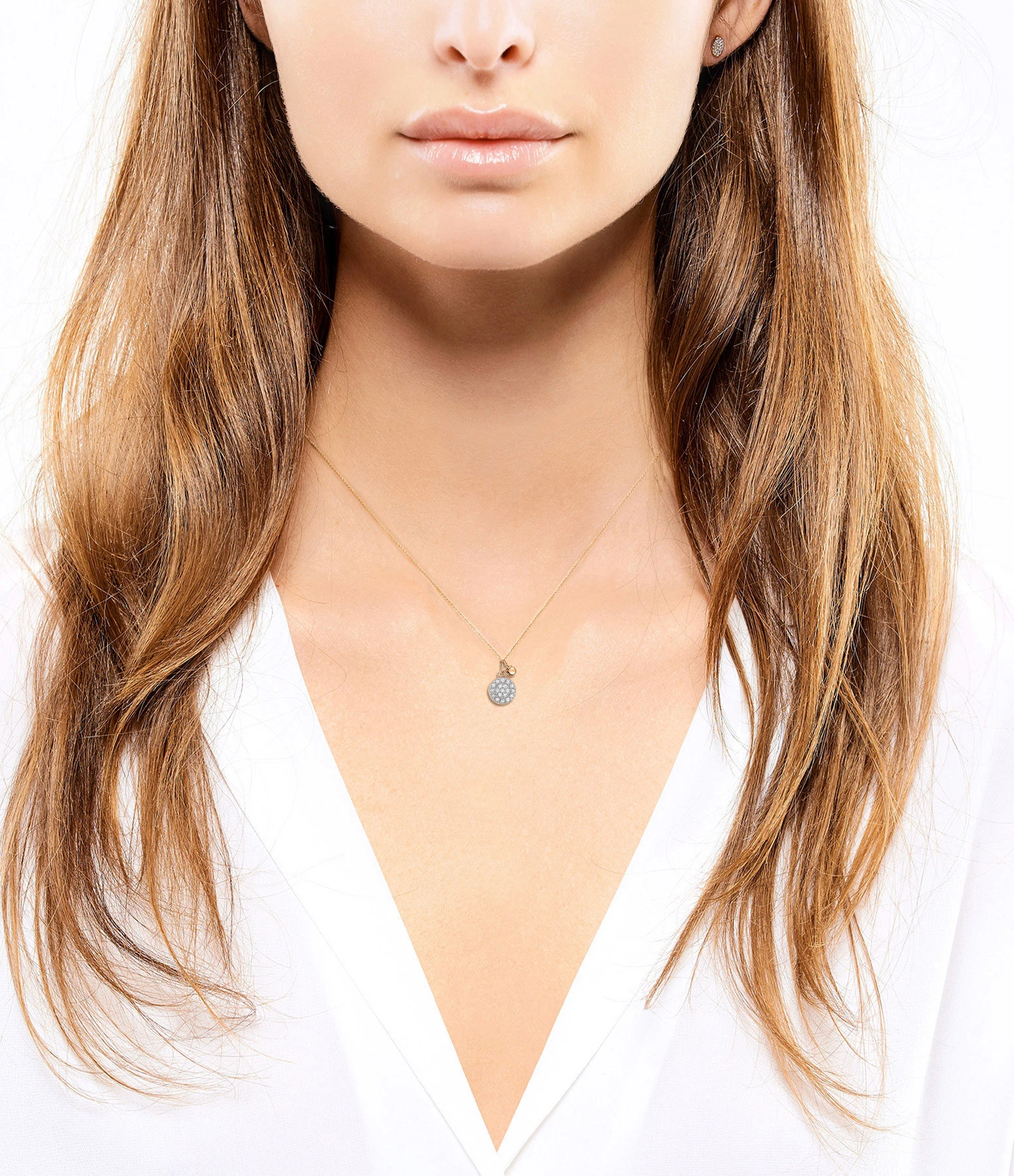 Ginette NY Collier Ever Disc Mini Diamants Or Rose 2 Ginette NY Collier Ever Disc Mini Diamants Or Rose – Image 2