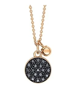 Ginette NY Collier Ever Disc Mini Diamants Noirs Or Rose