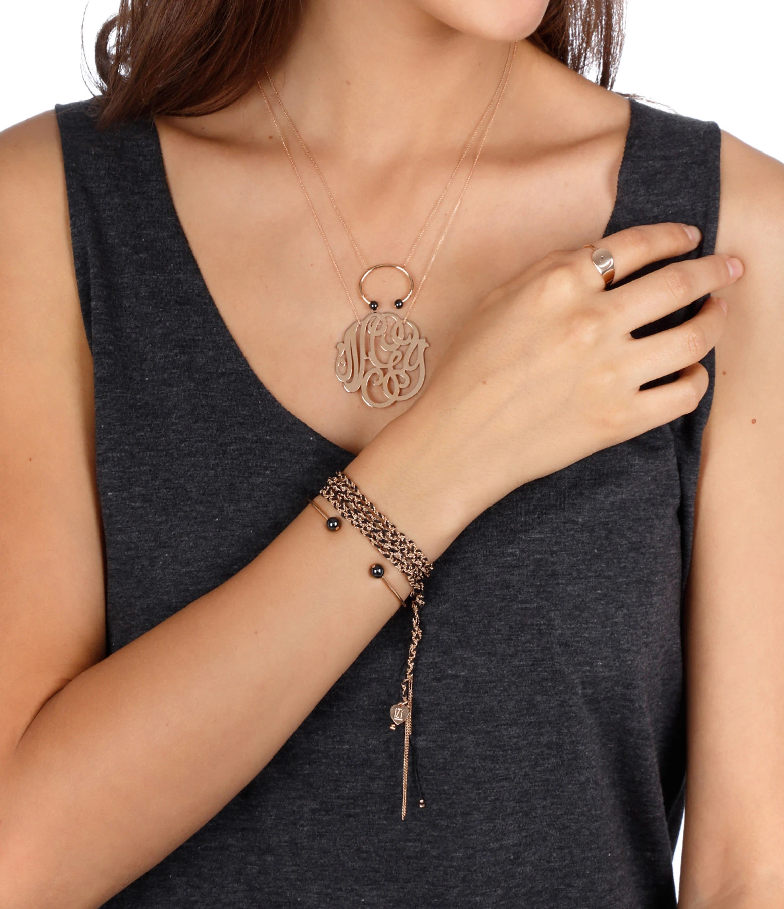 Ginette NY Collier Monogramme NGY Jumbo Or Rose 3 Ginette NY Collier Monogramme NGY Jumbo Or Rose – Image 3