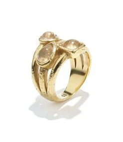 GOOSSENS PARIS Bague Mini Cabochons Cristal De Roche Naturel