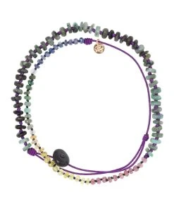 MON PRECIEUX GEM Bracelet 123 Tours Emeraude Saphir Cordon Violet