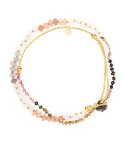 MON PRECIEUX GEM Bracelet 123 Tours Pierre De Lune Tourmaline Cordo