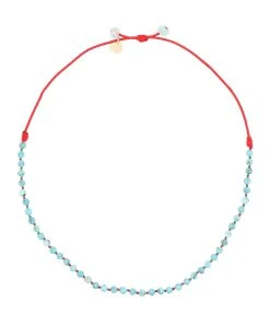 MON PRECIEUX GEM Bracelet Cheville Candies Turquoise Cordon Rouge