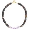 VADI JEWELS Collier Gaby Coquillage Perles Cristal Violet