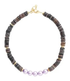 VADI JEWELS Collier Gaby Coquillage Perles Cristal Violet