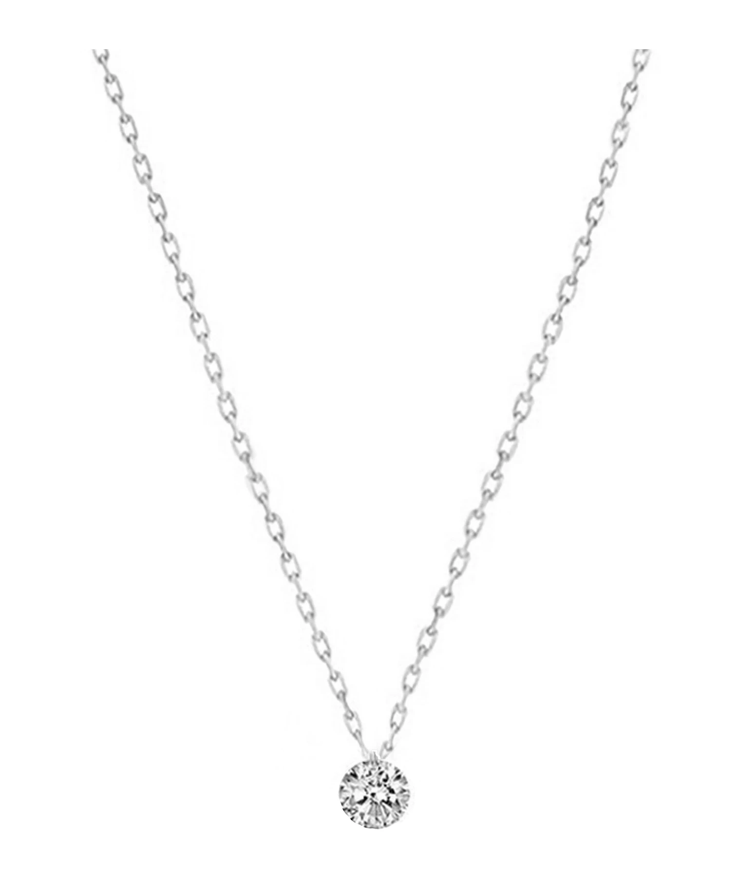 LA BRUNE & LA BLONDE Collier 360° Diamant Brillant 0,10 Or Blanc 1 LA BRUNE & LA BLONDE Collier 360° Diamant Brillant 0,10 Or Blanc