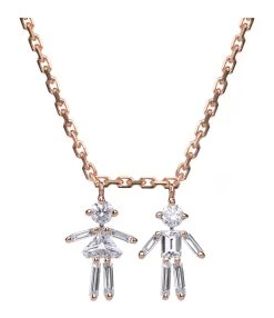 LITTLE ONES Collier Emblématique Fille Garçon Or Rose Diamants