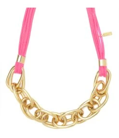 PERRINE TAVERNITI Sautoir Monceau Cordon Rose Fluo