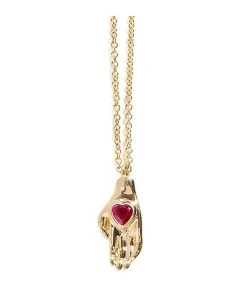 Pamela Love Collier Heart In Hand Rubis Or Jaune