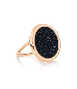 Ginette NY Bague Disc Or Rose Blue Sand Stone