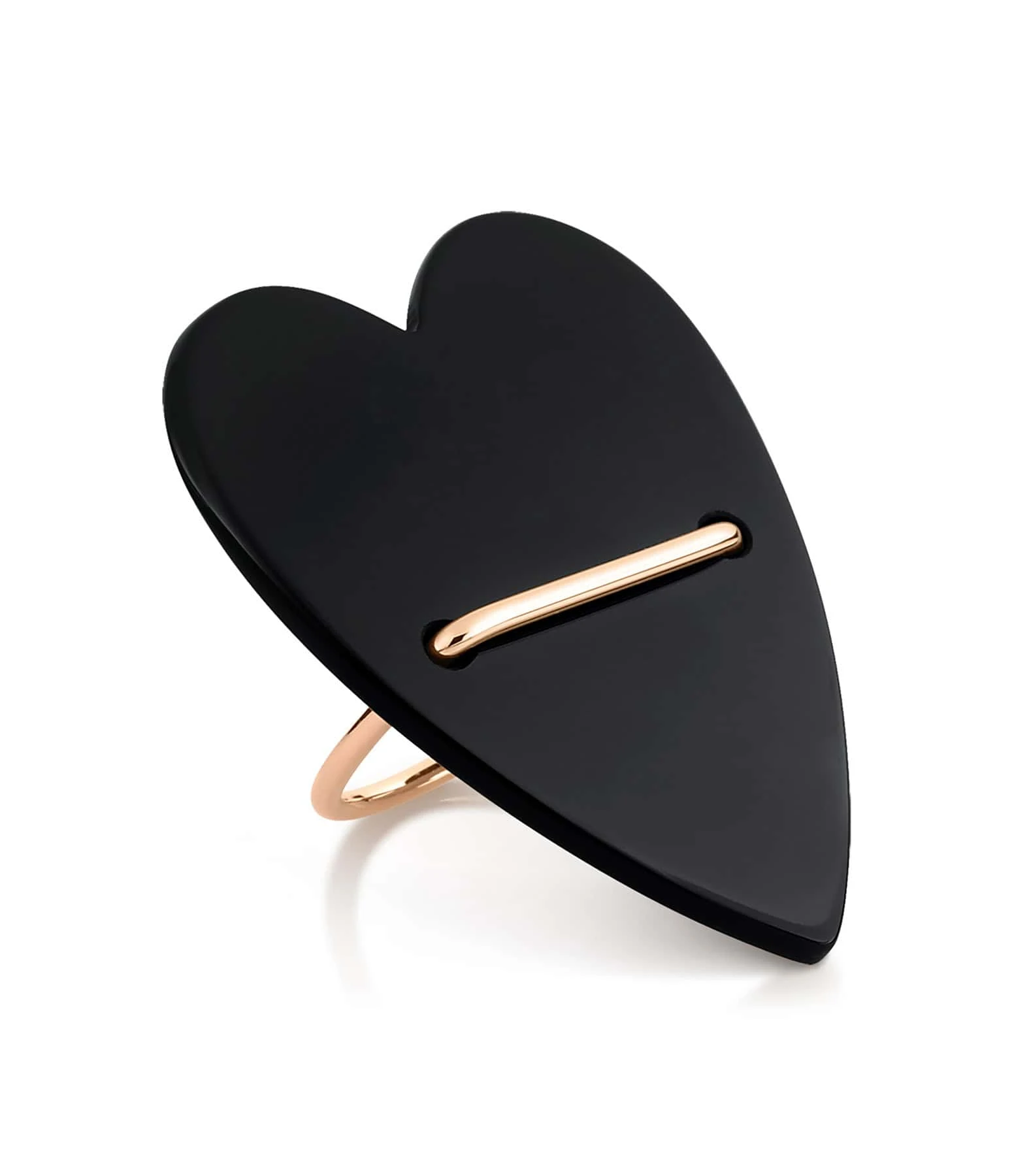 Ginette NY Bague Angèle Jumbo Cœur Or Rose Onyx 1 Ginette NY Bague Angèle Jumbo Cœur Or Rose Onyx
