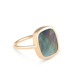 Ginette NY Bague Antique Nacre Noire Or Rose