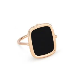Ginette NY Bague Antique Onyx Or Rose