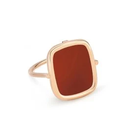 Ginette NY Bague Antique Agate Rouge Or Rose