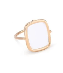 Ginette NY Bague Antique Agate Blanche Or Rose