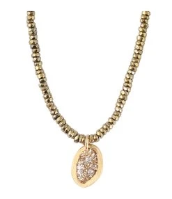 LSONGE Collier Eclat Médaille XS Argent Doré Hématite Kaki