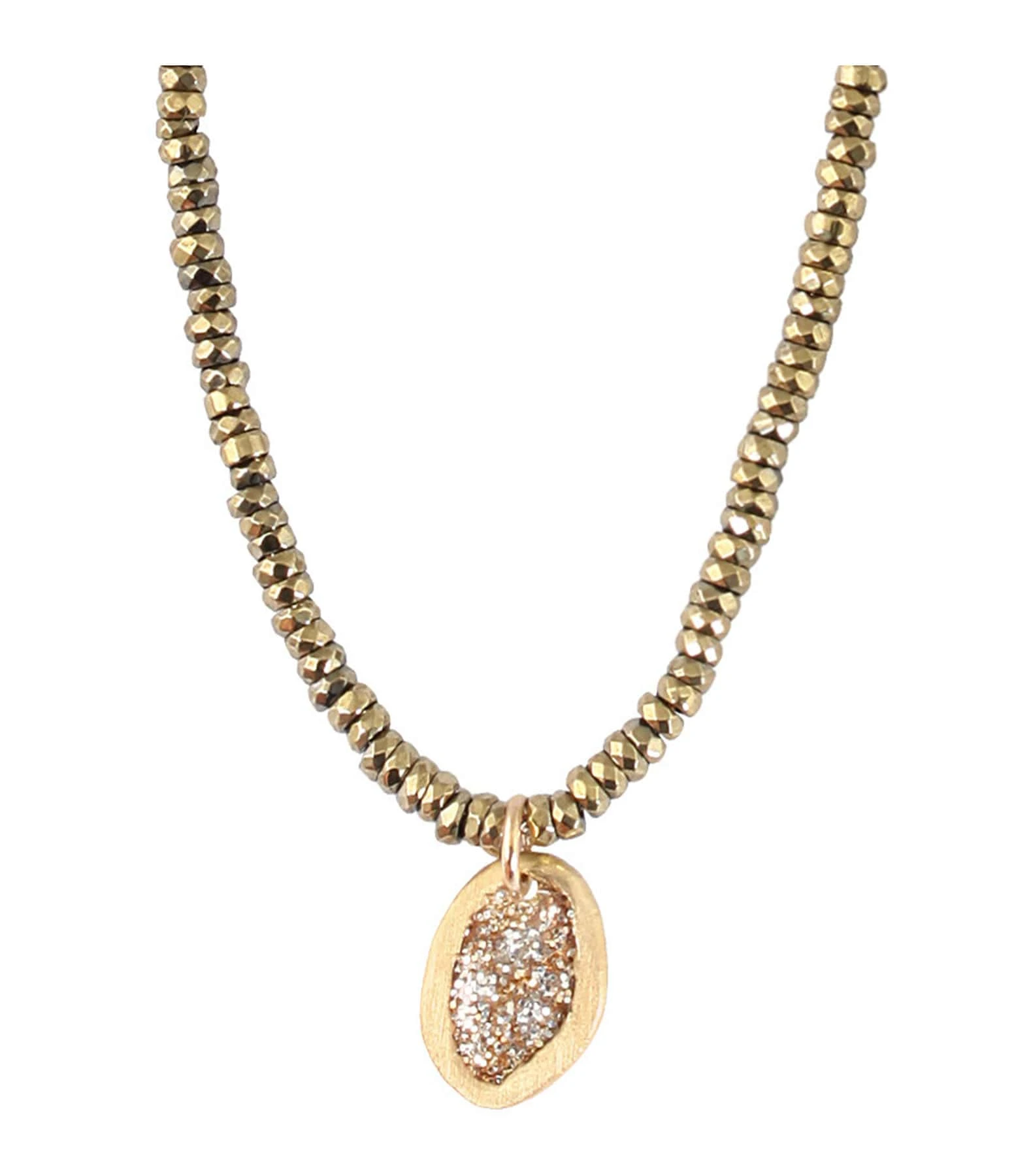 LSONGE Collier Eclat Médaille XS Argent Doré Hématite Kaki 1 LSONGE Collier Eclat Médaille XS Argent Doré Hématite Kaki