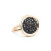 Ginette NY Bague Mini Disc Or Rose Diamants Noirs
