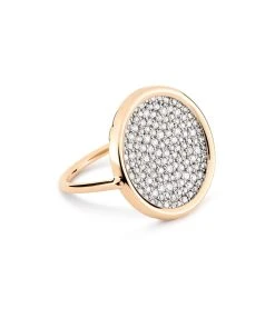 Ginette NY Bague Disc Or Rose Diamants