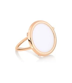 Ginette NY Bague Disc Or Rose Agate Blanche