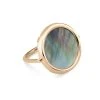 Ginette NY Bague Disc Or Rose Nacre Noire