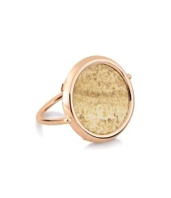 Ginette NY Bague Disc Or Rose Jaspe