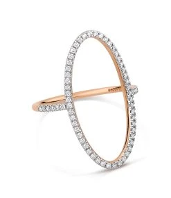 Ginette NY Bague Ellipses & Sequins Or Rose Diamants