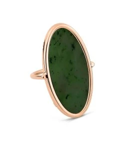 Ginette NY Bague Ellipse Jade Or Rose