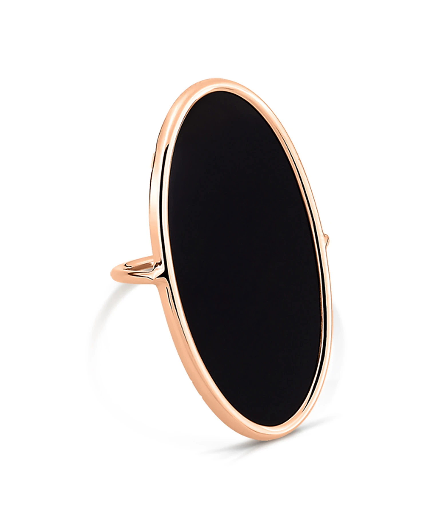Ginette NY Bague Ellipse Onyx Or Rose 1 Ginette NY Bague Ellipse Onyx Or Rose
