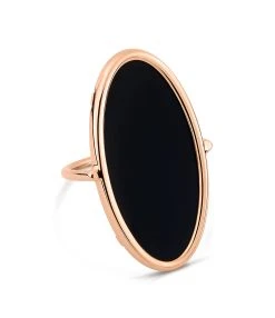 Ginette NY Bague Ellipse Or Rose Onyx