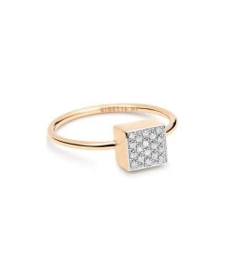 Ginette NY Bague Baguette Ever Baby Or Rose Diamants