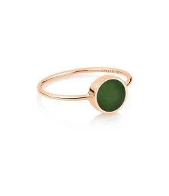 Ginette NY Bague Ever Mini Disc Jade Or Rose