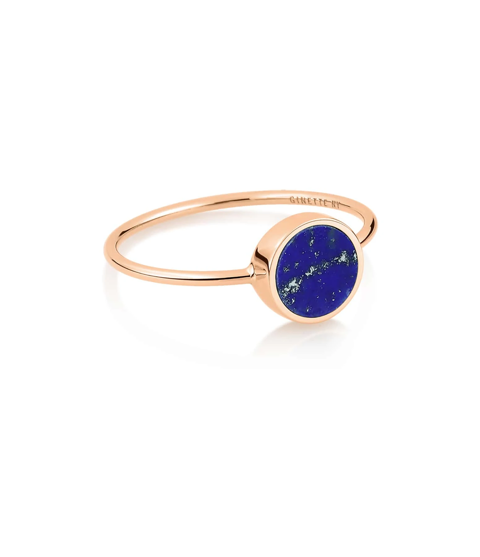 Ginette NY Bague Ever Mini Disc Or Rose Lapis Lazuli 1 Ginette NY Bague Ever Mini Disc Or Rose Lapis Lazuli