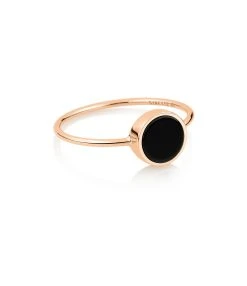 Ginette NY Bague Ever Mini Disc Or Rose Onyx