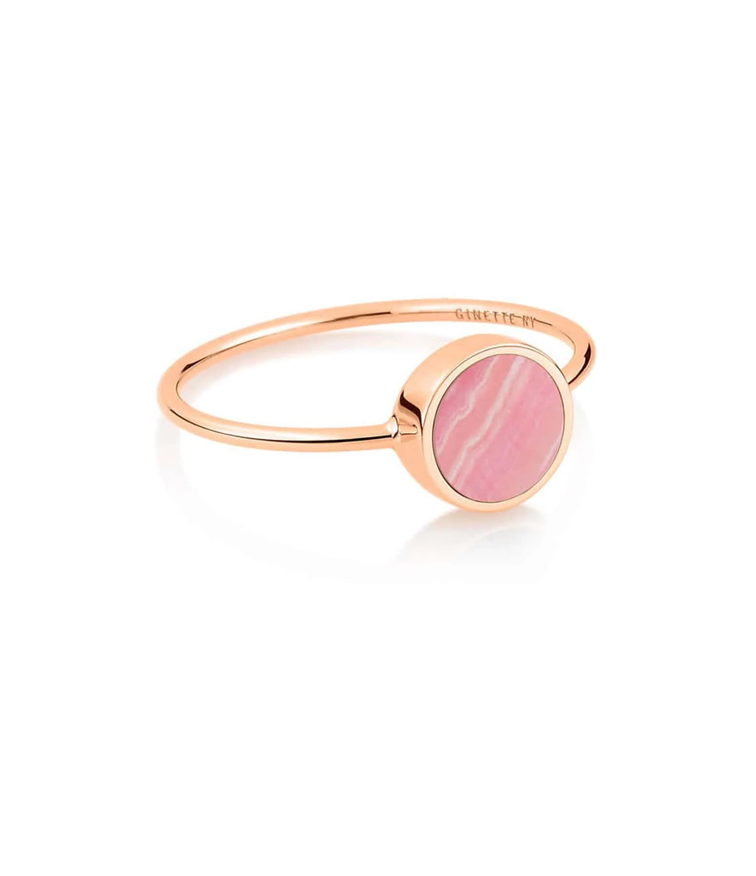 Ginette NY Bague Ever Mini Disc Rhodocrosite Or Rose 1 Ginette NY Bague Ever Mini Disc Rhodocrosite Or Rose