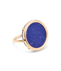 Ginette NY Bague Disc Or Rose Lapis Lazuli