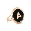 Ginette NY Bague Disc Initial Onyx Or Rose, Personnalisable