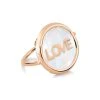 Ginette NY Bague Disc Love Nacre Blanche Or Rose