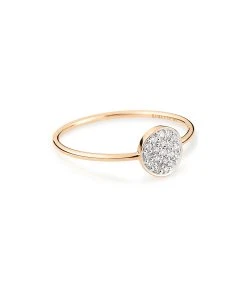 Ginette NY Bague Ever Mini Disc Or Rose Diamants