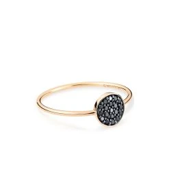 Ginette NY Bague Ever Mini Disc Or Rose Diamants Noirs