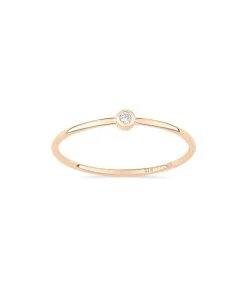 Ginette NY Bague Mini Lonely Diamond Or Rose