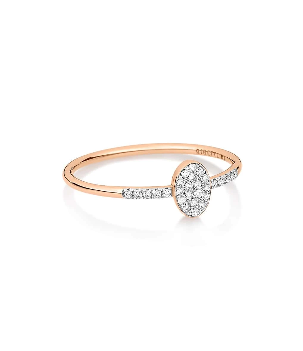 Ginette NY Bague Ellipses & Sequins Or Rose Diamants 1 Ginette NY Bague Ellipses & Sequins Or Rose Diamants