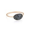 Ginette NY Bague Ellipses & Sequins Mini Or Rose Diamants Noirs
