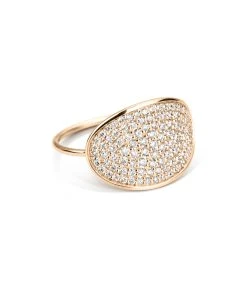 Ginette NY Bague Ellipses & Sequins Large Or Rose Diamants